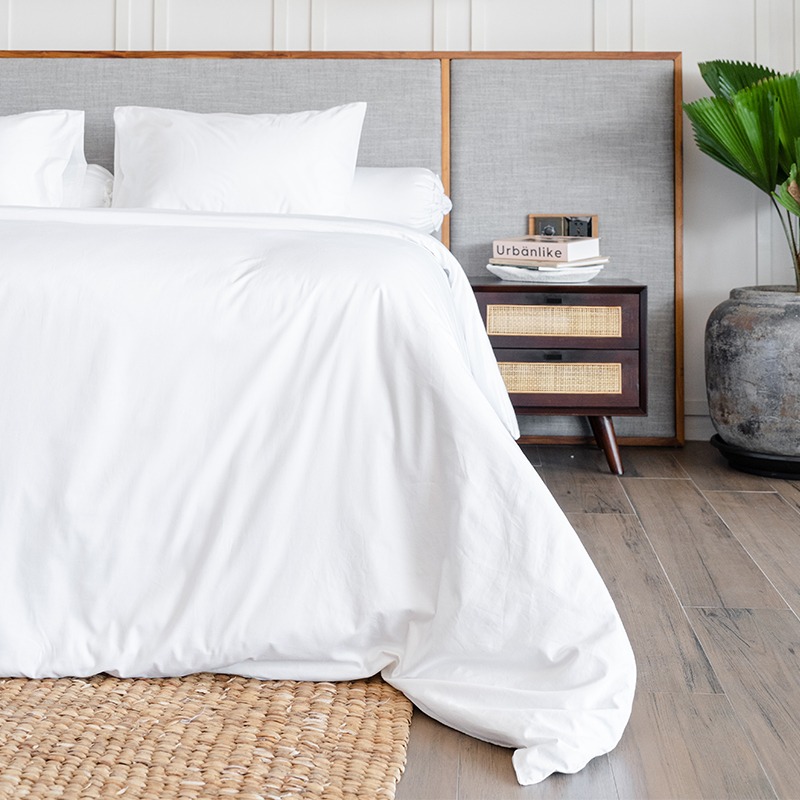 IndoLinen Flat Sheet 100% Cotton TC 300 Plain White