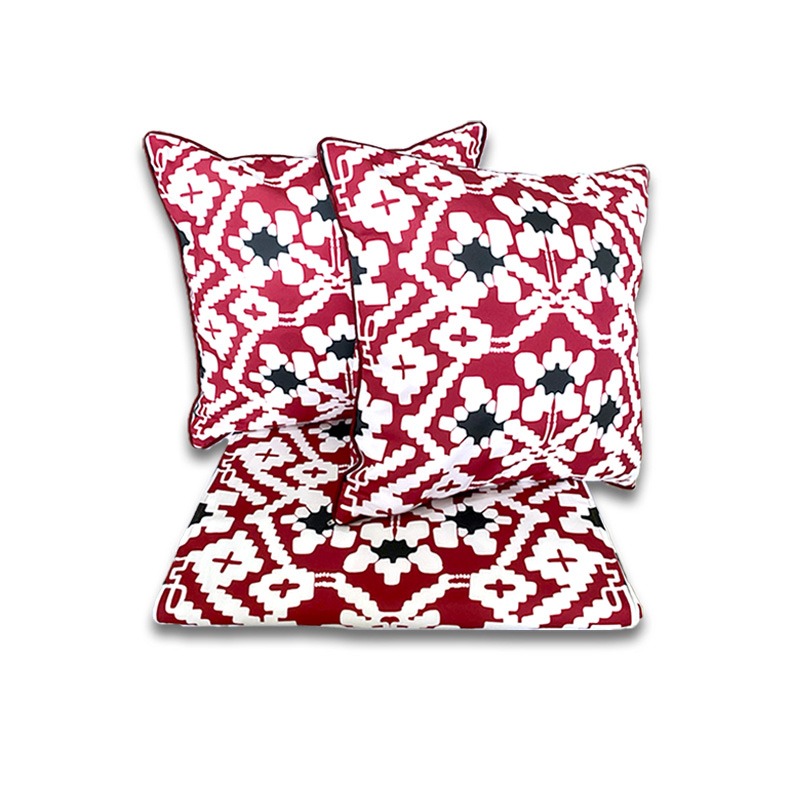 IndoLinen Red and White Ethnic Independence Runner Set
