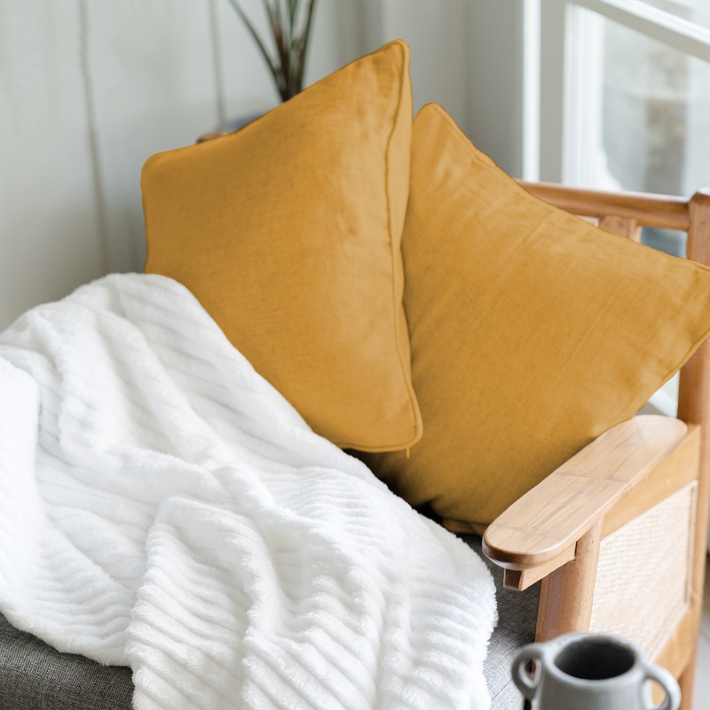 IndoLinen Set Cushion Cover Linen Blend Mustard