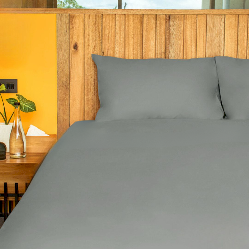 IndoLinen Fitted Sheet Set 100% Cotton Grey