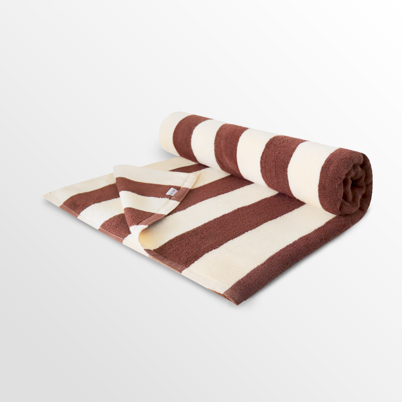 IndoLinen Pool Towel Stripe Brown/Ivory