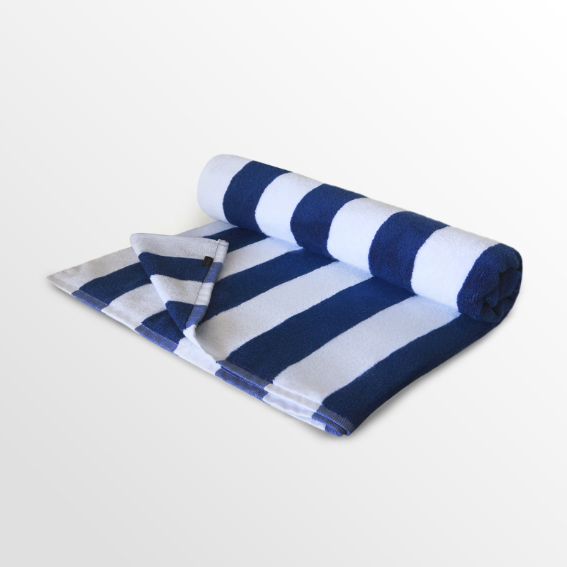 IndoLinen Pool Towel Stripe White/Dark Blue
