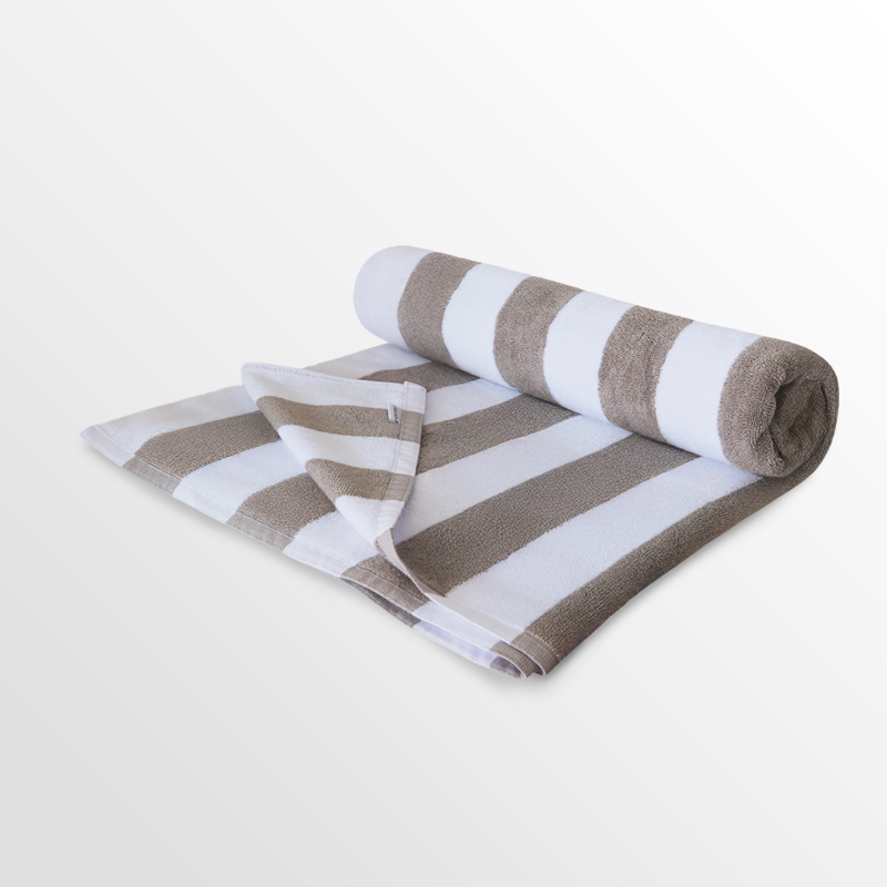 Pool Towel Stripe White/Beige - 86x170cm