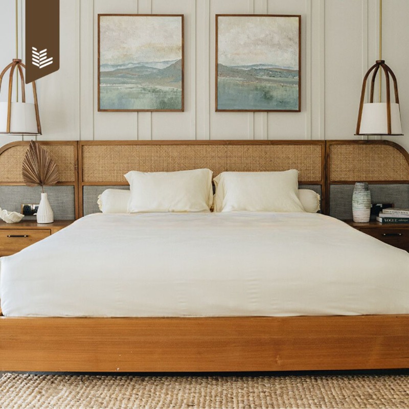 Bamboo Lyocell Bed Set Standard Set Sprei Cream - Queen