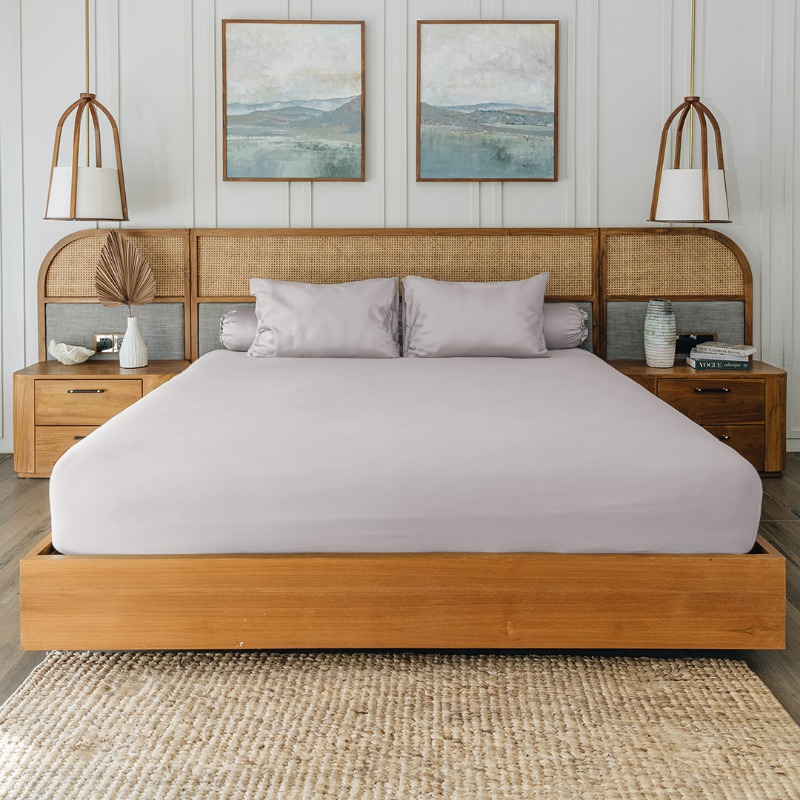 Bamboo Lyocell Bed Set Standard Set Sprei Grey - Queen