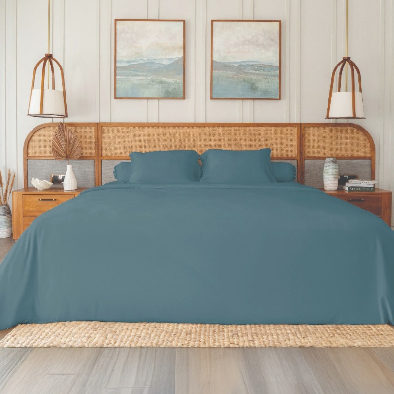 Bed Set Standard 100% Cotton Blue Stone - Queen