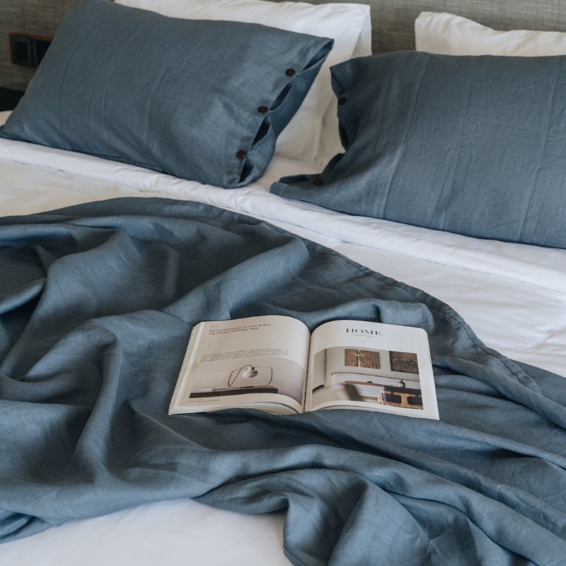 IndoLinen Blanket Set Natural 100% Linen Sea Side | IndoLinen